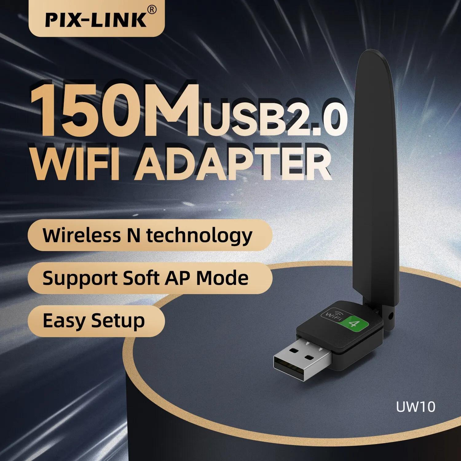 PIX-LINK UW10 150Mbps Ʈũ ī   USB  , PC ƮϿ ޴ 2.4GHz, ̵ ׳